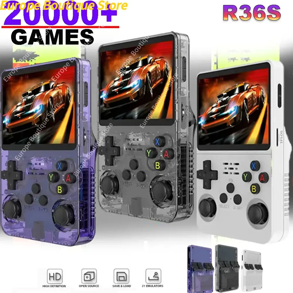 R36S Handheld-Spielekonsole, 3,5-Zoll-IPS-Bildschirm, 128 G, klassische Retro-Spielekonsolen, Arkos-System, tragbarer Taschen-Videospiel-Player