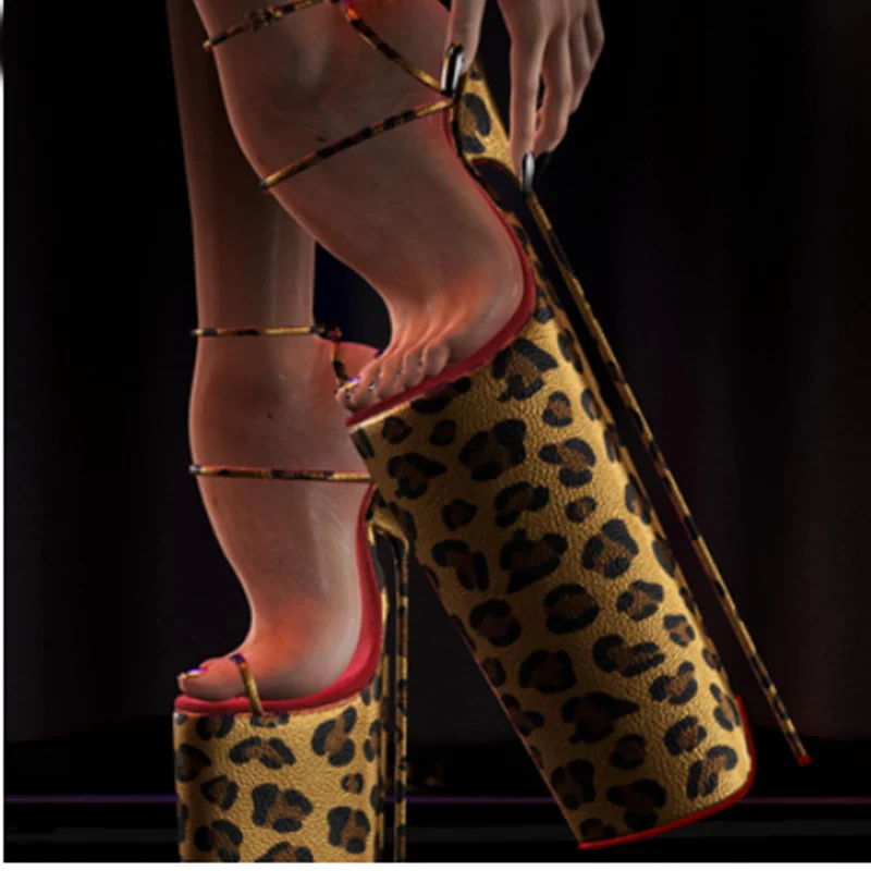 Leopard Hohl Plattform Sandalen Peep Toe Thin High Heel Sexy Mode Kühlen Sommer Casual Große Größe Frau Schuhe Zapatillas Mujer