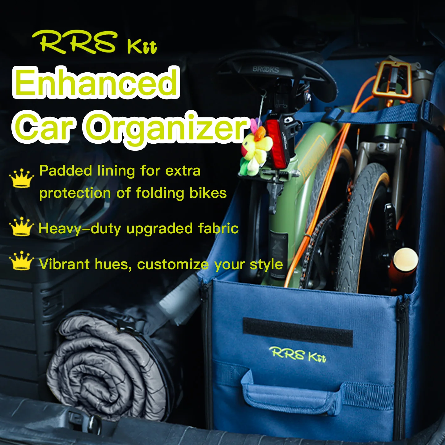 RRSKit Verbesserte faltbare Fahrradladetasche für Brompton 14-16 Zoll wasserdichtes Oxford-Gewebe mit Staubschutz Image