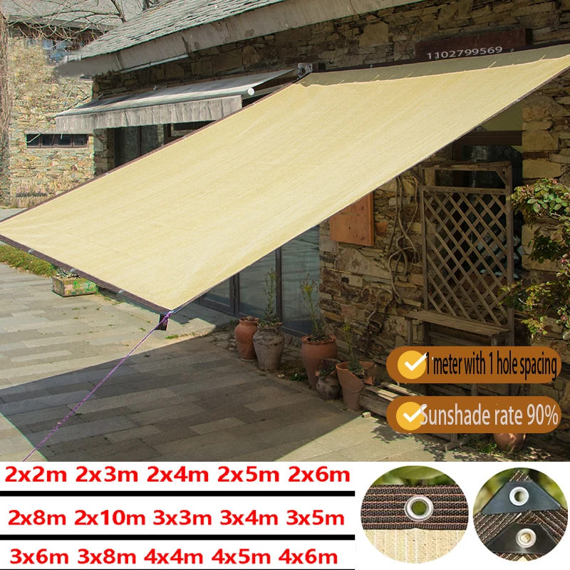 Outdoor Garten Shading Mesh, Terrasse Shading Mesh, Camping Shading Mesh, UV-Schutz, HDPE Sonnenschutz Stoff, Sonnenschutz Beige Image