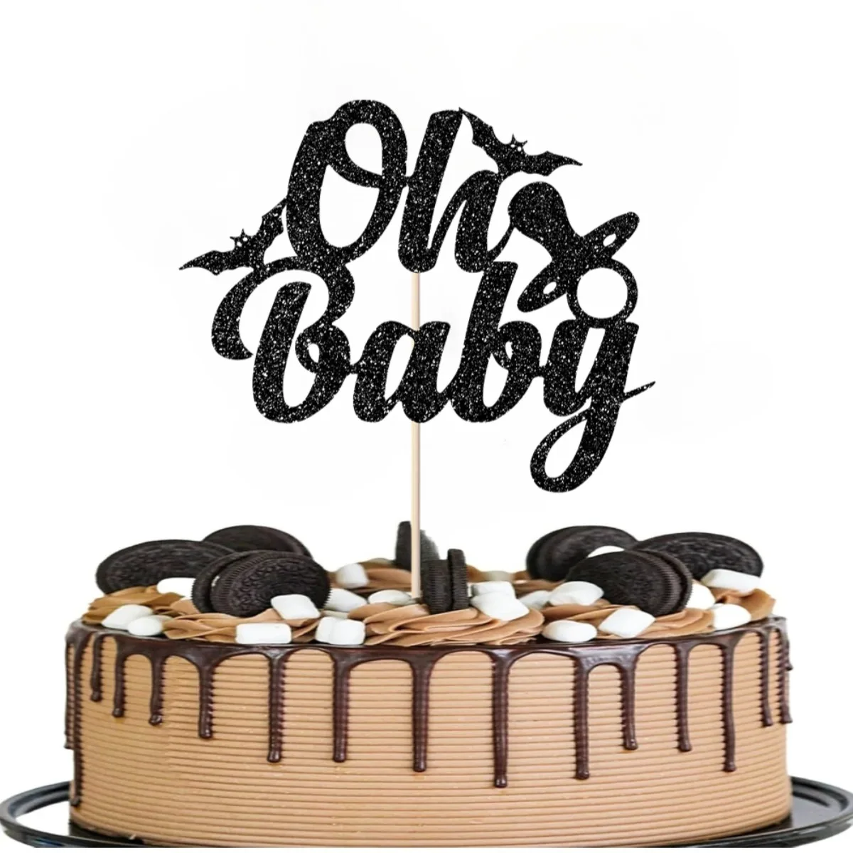 1 Stück Oh Baby-Kuchenaufsatz, ein Baby ist brauend, ein gruseliger Babe, Halloween-Thema, Babyparty, Geschlecht offenbaren Partydekorationen Image