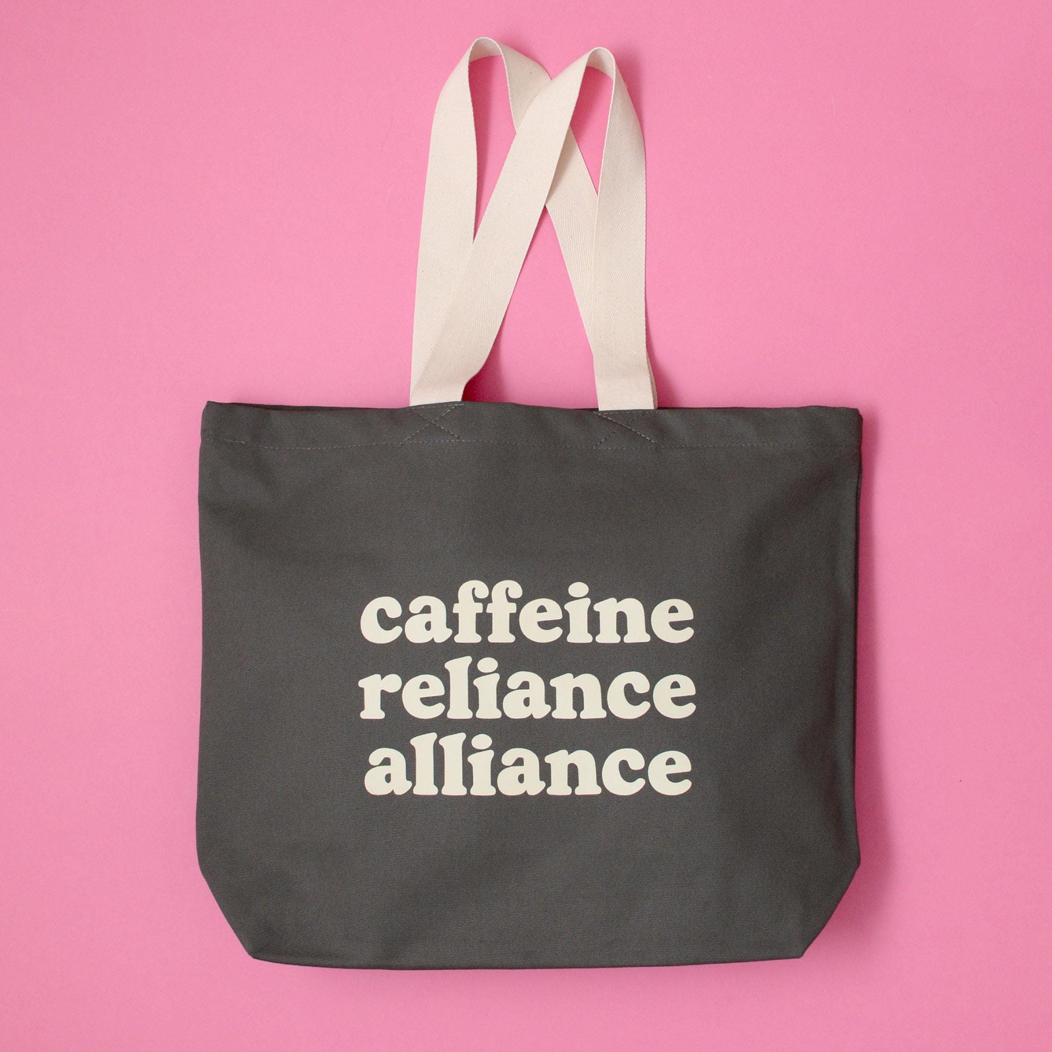 Borsa tote in tela Caffeine Reliance Alliance / Borsa shopper e tote in tela grande / Borsa tote per amanti del caffè, borsa per tutti i giorni / Rega