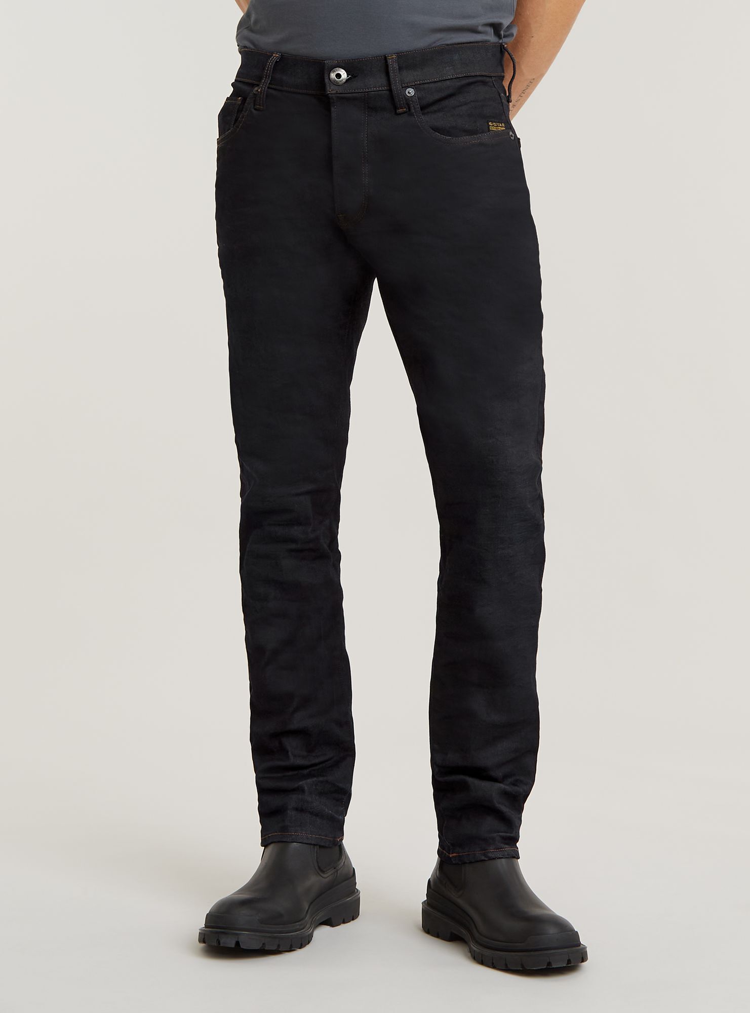Regular-fit-Jeans G-STAR "3301 Regular Tapered Jeans", Herren, Gr. 27, Länge 30, dk aged, Obermaterial: 79% Baumwolle, 19% Polyester, 2% Elasthan, Jeans