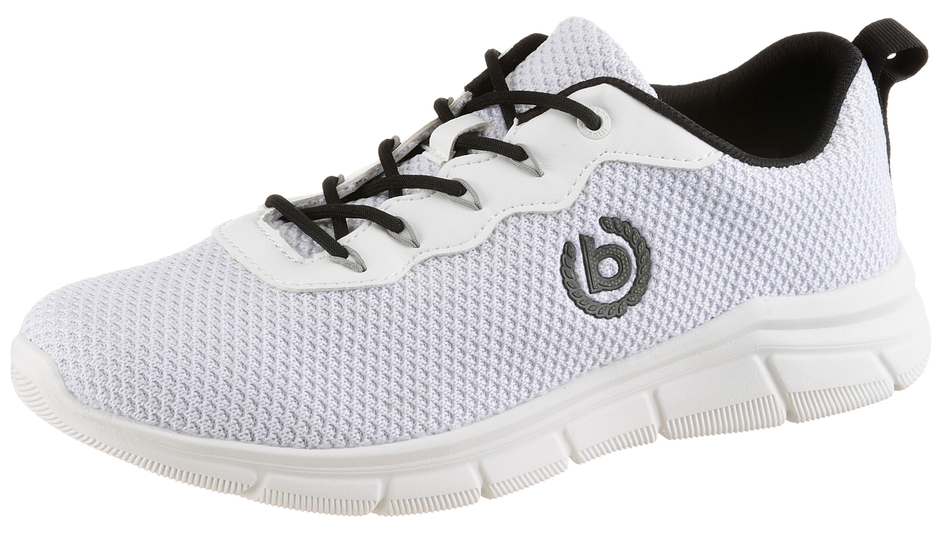 Slip-On Sneaker BUGATTI, Damen, Gr. 43, weiß, Lederimitat, Textil, Schuhe, Freizeitschuh, Halbschuh, Slipper mit elastischen Schnürsenkeln