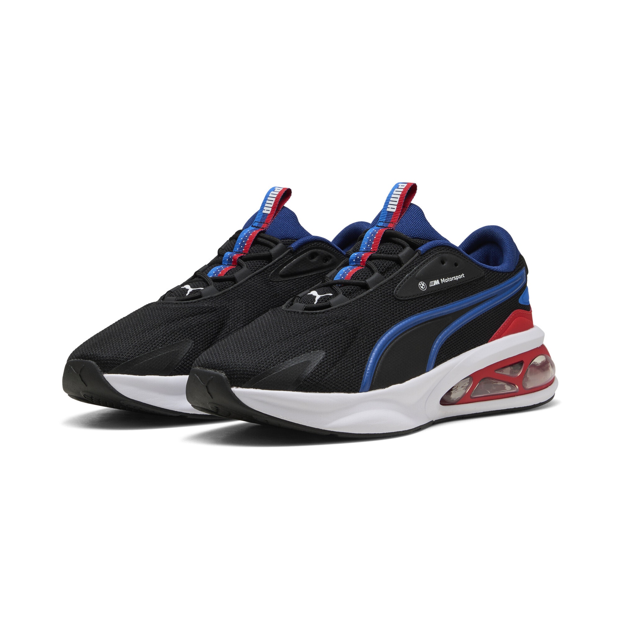 Sneaker PUMA "BMW M Motorsport Solar Sneakers Erwachsene", Herren, Gr. 44,5, schwarz pop rot weiß, Obermaterial: Textil, Synthetik; Futter: Textil - Naturfaser; Innensohle: Textil; Laufsohle: Gummi, Schuhe Sneaker