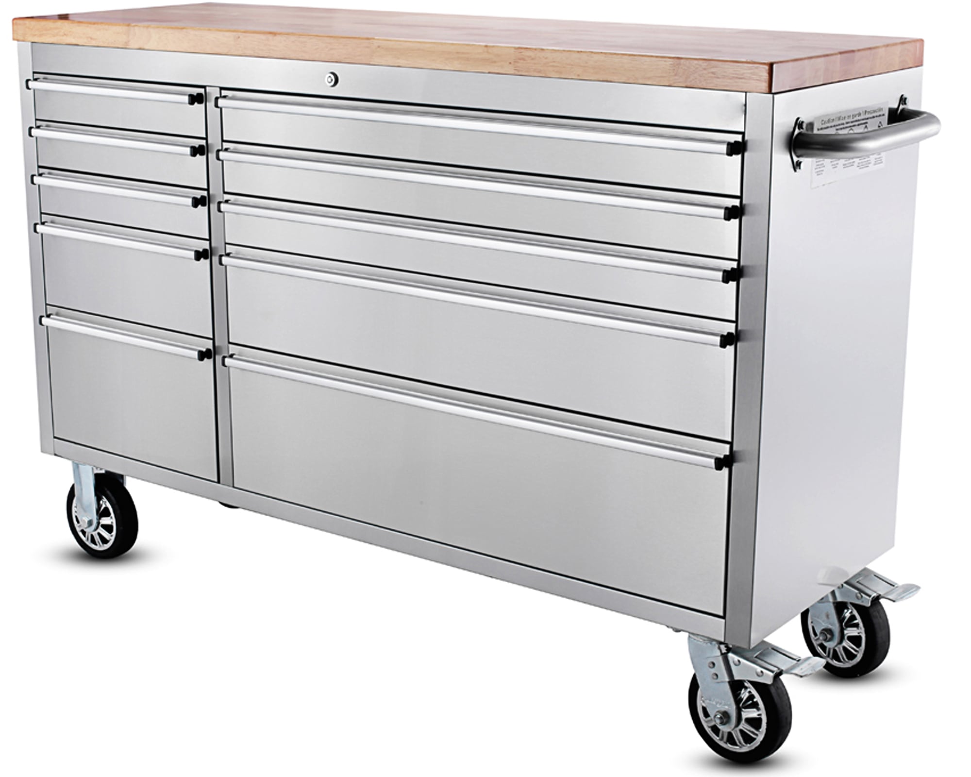 Werkstattwagen ONDIS24 "Werkzeugwagen aus Edelstahl mit 10 Schubladen", silberfarben, B:148cm H:92cm T:46,5cm, Stahl, Werkstattwagen