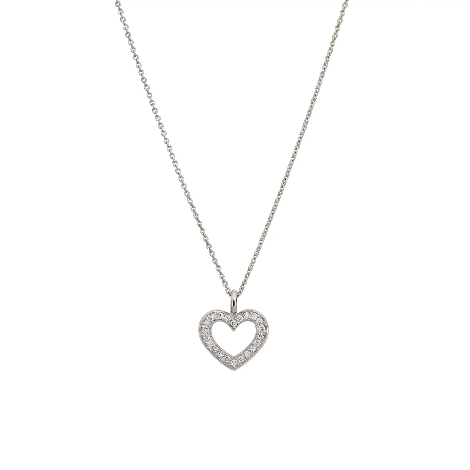 Kette mit Anhänger LYOMI "585/- Weißgold 22 synth. Diam. 0,18ct", weiß, Halsketten, Damen, 45,0cm, 0,18, Gold, L: 45 B: 13mm, glänzend, B:13mm