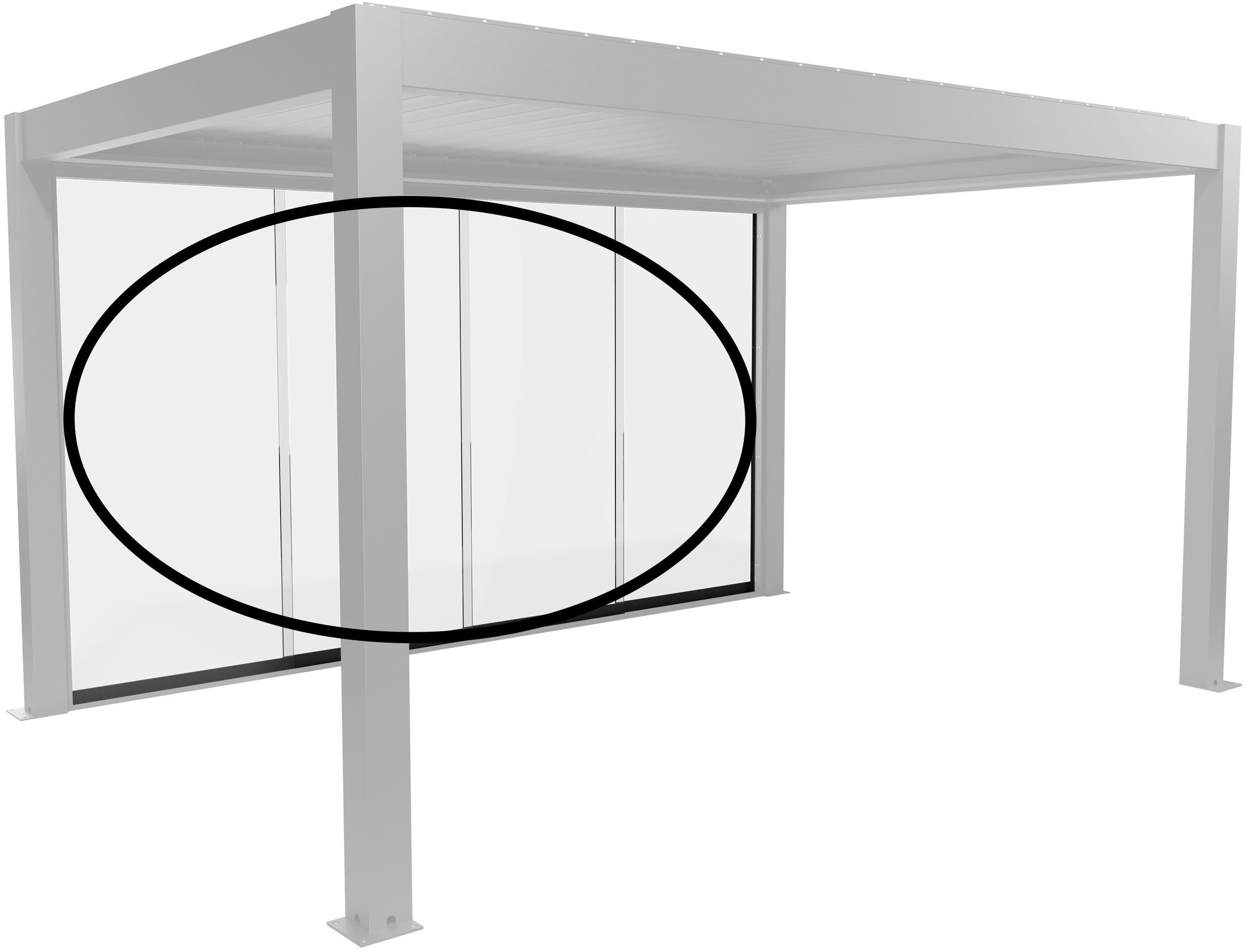 Glasschiebetür BIOHORT "Klarglas Gr. 4,5 m für Pergola, verschiedene Farben", dunkelgrau, metallic, B:420cm H:234,9cm, Glas, Stahl, Türen, 420x 234,9 cm, Glaselemente aus 10 mm ESG