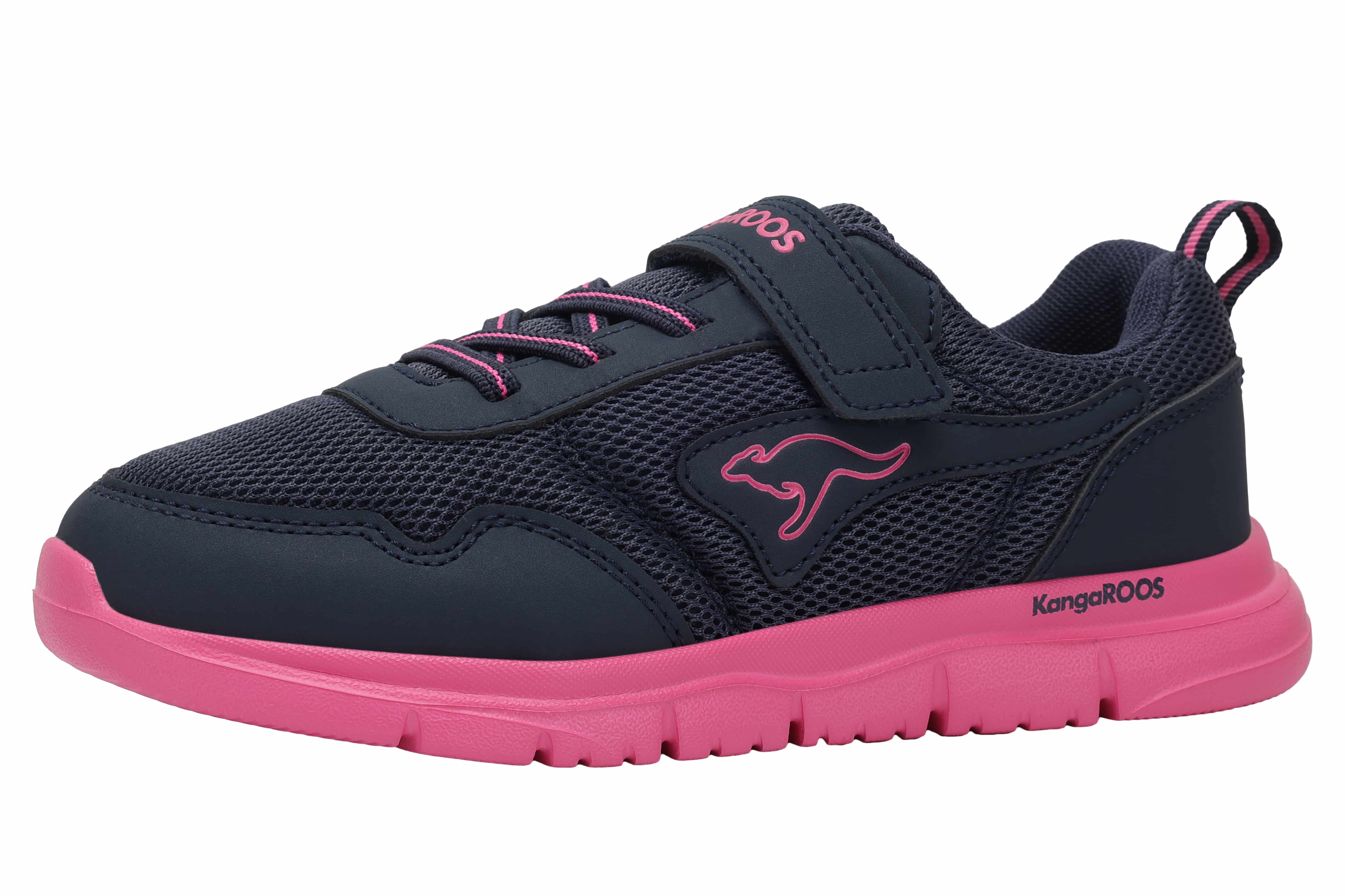 Sneaker KANGAROOS "K-ETK POSSUM EV", Damen, Gr. 30, dk navy, daisy pink oc, Mesh, Synthetik, Schuhe Sneaker, mit Glitzereffekt