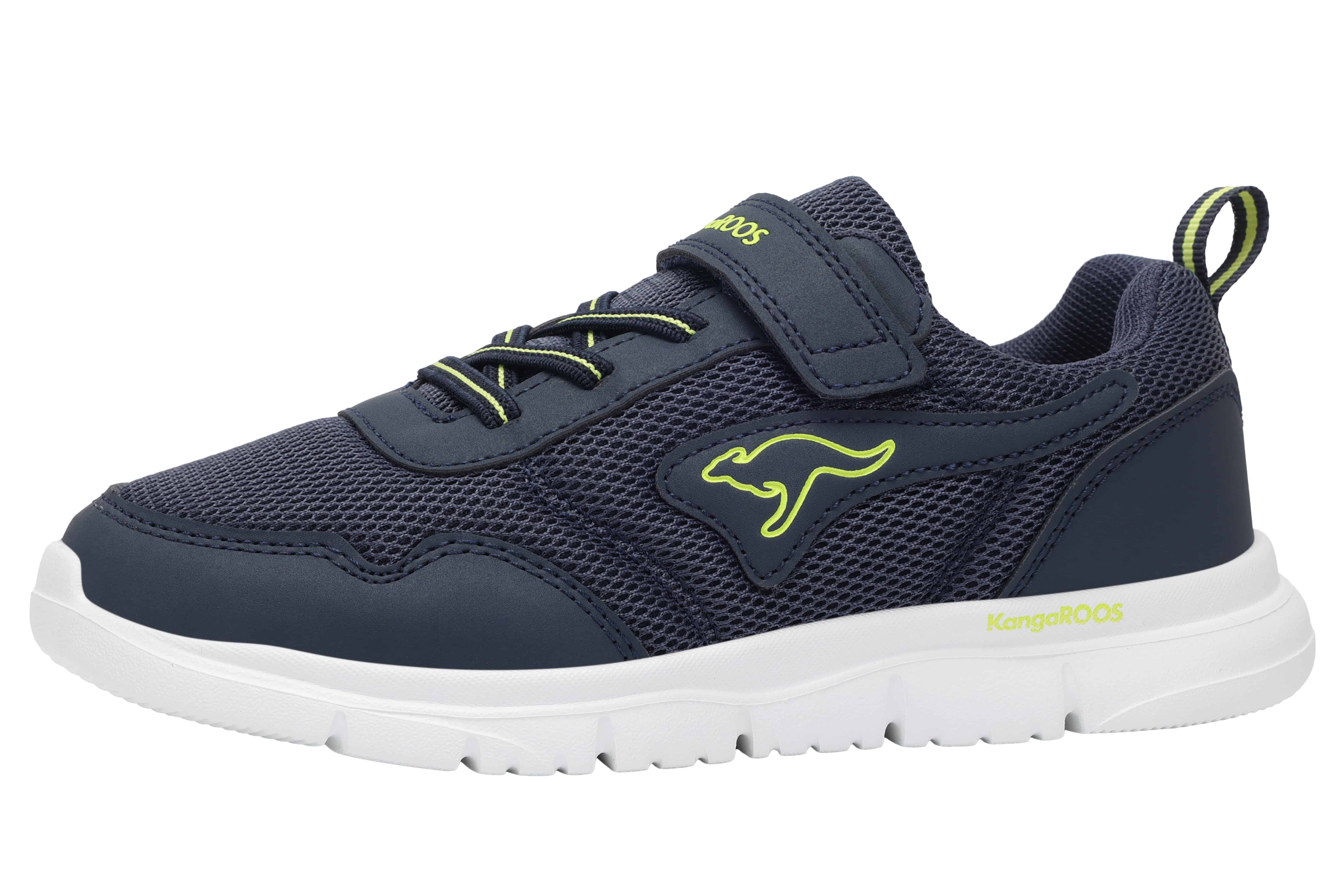 Sneaker KANGAROOS "K-ETK POSSUM EV", Damen, Gr. 30, dk navy, sulphur spring, Mesh, Synthetik, Schuhe Sneaker, mit Glitzereffekt