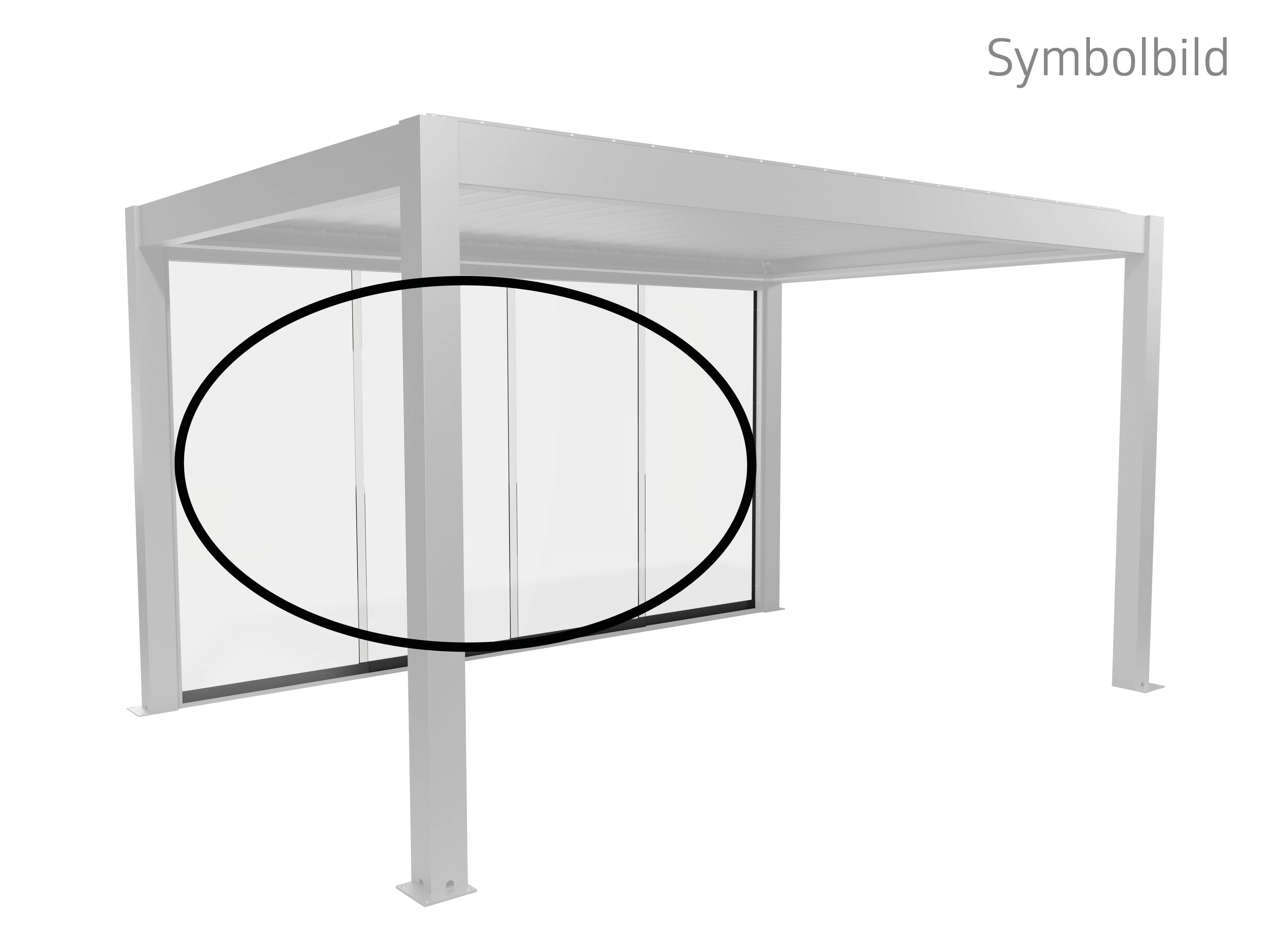 Glasschiebetür BIOHORT "Klarglas Gr. 3,5 m für Pergola, verschiedene Farben", quarzgrau, metallic, B:327,5cm H:234,9cm, Glas, Stahl, Türen, 327,5x 234,9 cm, Glaselemente aus 10 mm ESG