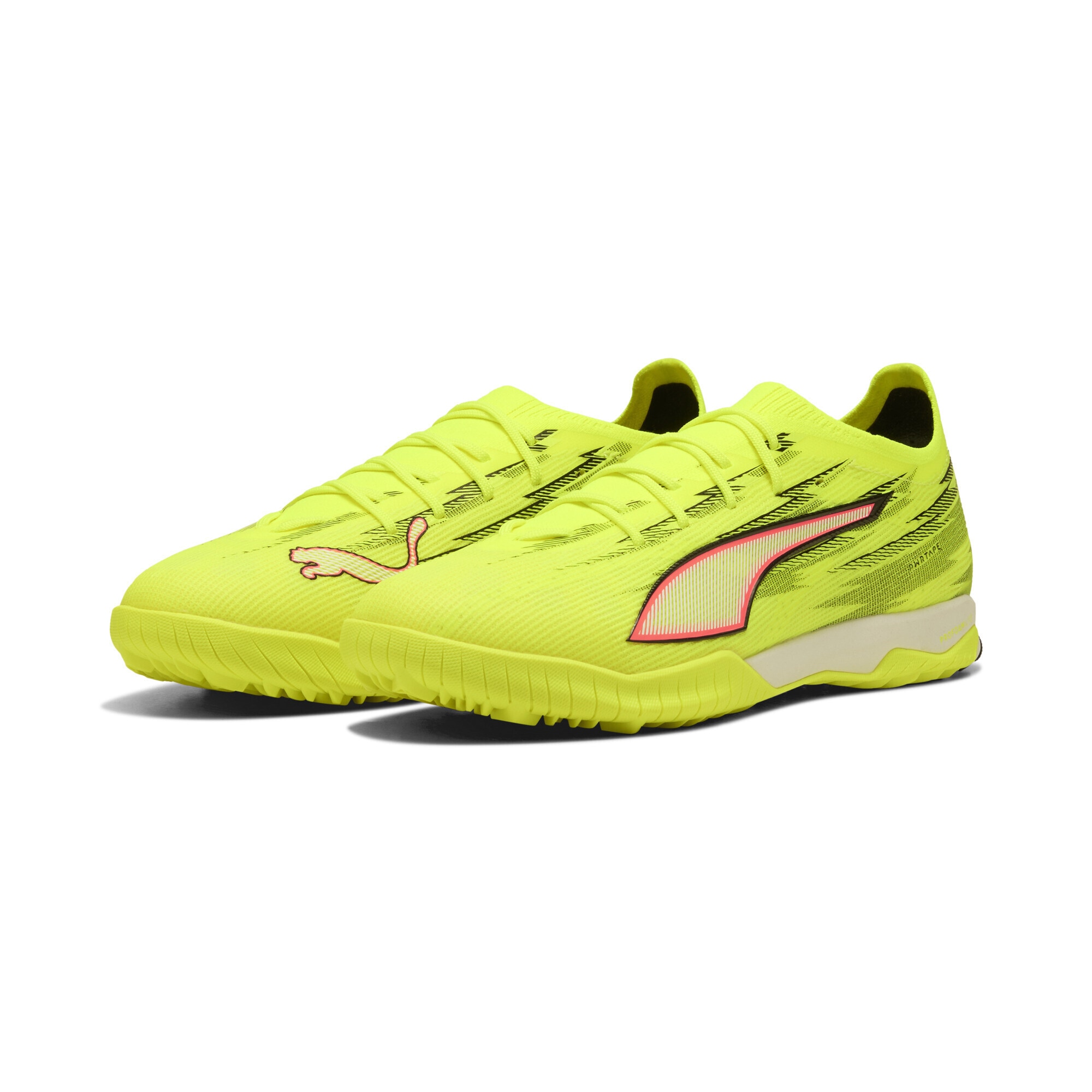 Fußballschuh PUMA "ULTRA 6 PRO CAGE Fußballschuhe Erwachsene", Damen, Gr. 44,5, gelb alert schwarz glowing rot lime squeeze, Obermaterial: Synthetik, Textil; Futter: Synthetik, Textil; Innensohle: Textil; Laufsohle: Gummi, Schuhe Fußballschuh