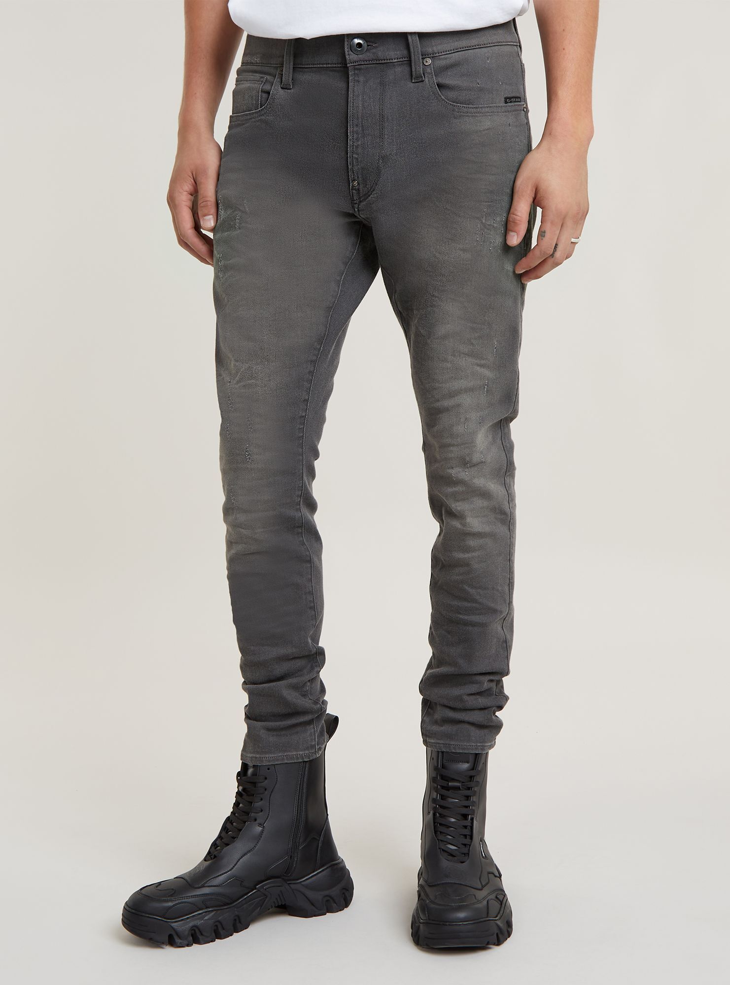 Regular-fit-Jeans G-STAR "Revend Skinny Jeans", Herren, Gr. 28, Länge 34, lt aged destroy, Obermaterial: 70% Baumwolle, 28% Polyester, 2% Elasthan, Jeans Image