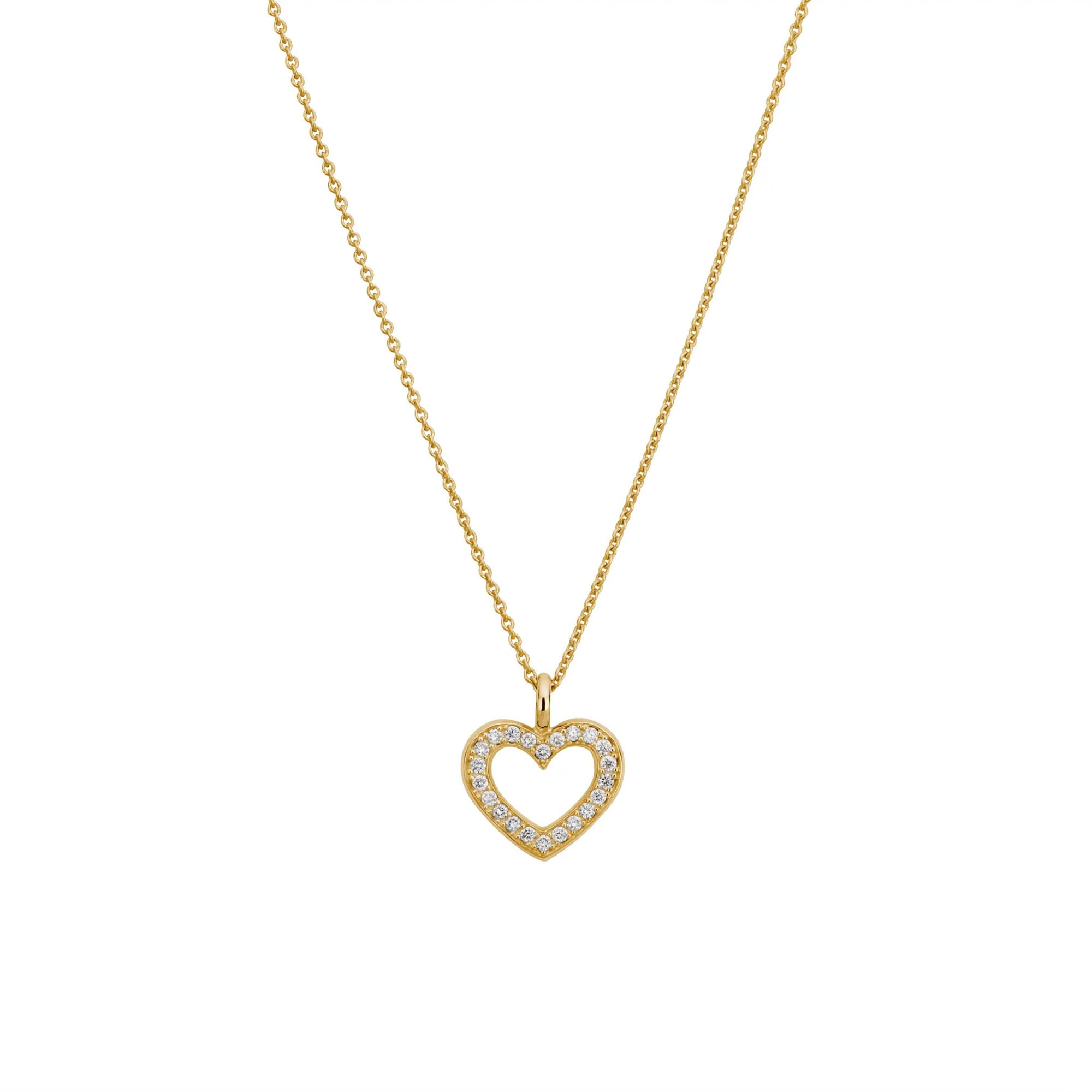 Kette mit Anhänger LYOMI "585/- Gelbgold 22 synth. Diam. 0,18ct.", gelb, Halsketten, Damen, 45,0cm, 0,18, Gold, L: 45 B: 13mm, glänzend, B:13mm