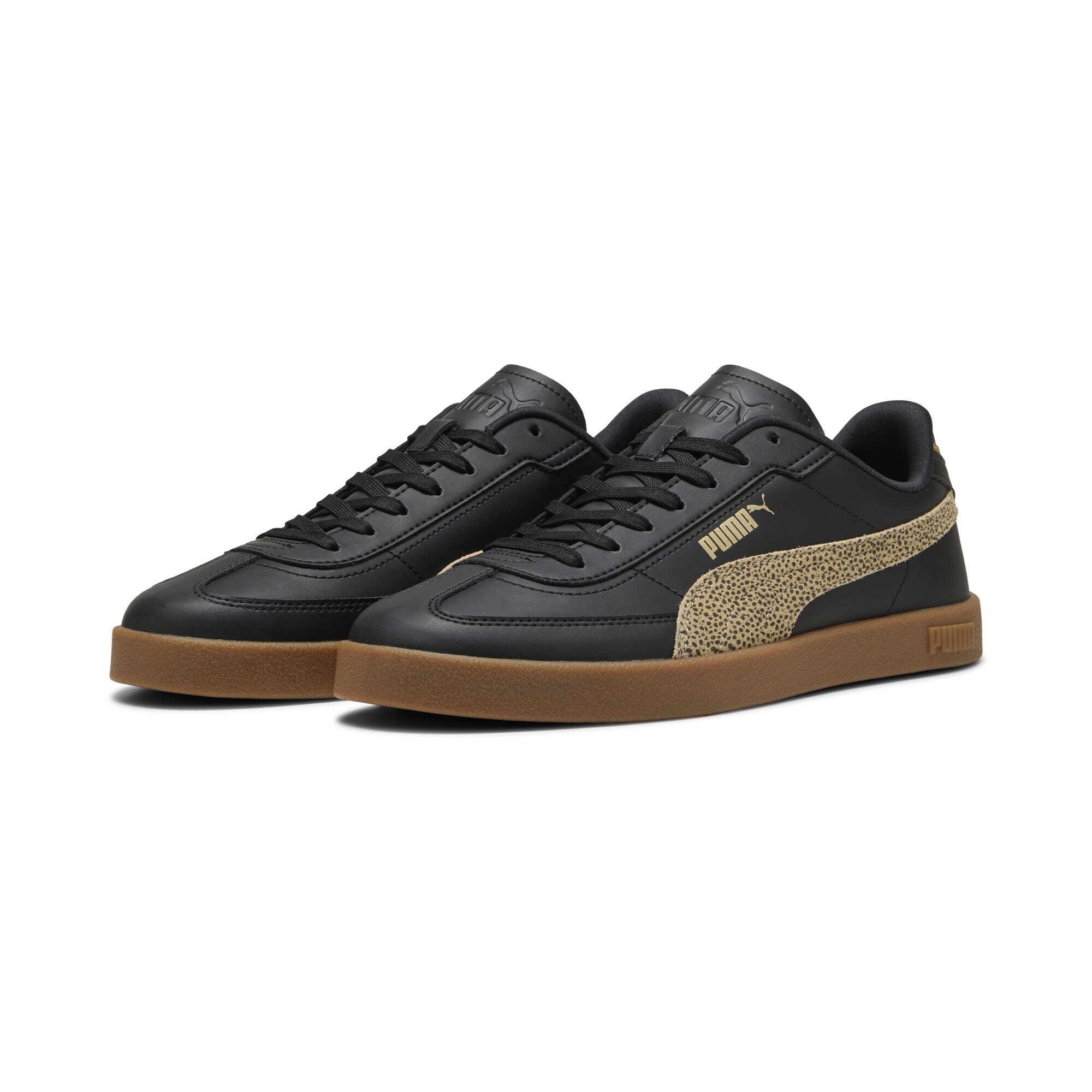 Sneaker PUMA "PUMA Club II Era Topcat Sneakers Damen", Damen, Gr. 35,5, schwarz toasted almond beige, Obermaterial: Kuhleder, Textil, Synthetik; Futter: Textil; Innensohle: Textil; Laufsohle: Gummi, Schuhe Sneaker