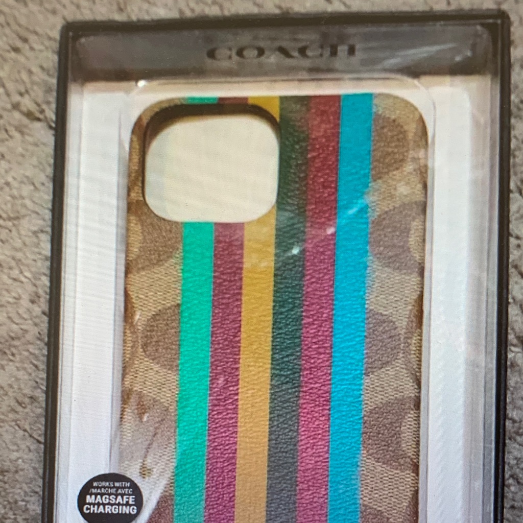Coach Cell Phones & Accessories | Coach Vibrant Striped Phone Case | Color: Blue/Pink | Size: Os