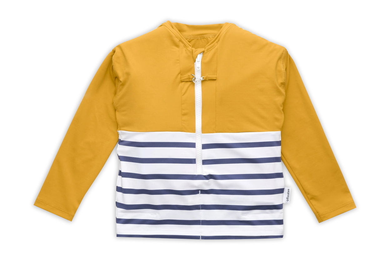 Floatee - Das Anti-Ertrinken T-Shirt für Kinder mit UV-Schutz, gelb - Gr. 92 | Langarm T-Shirt Komplettset, Schwimmweste für Kleinkinder Image