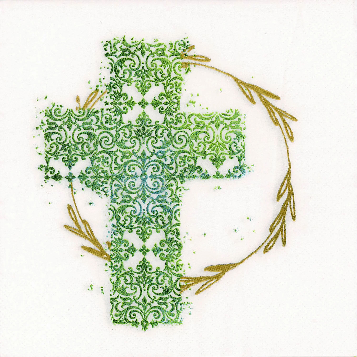 Papierservietten Kreuz, grün, 33 x 33 cm, 20 Stück