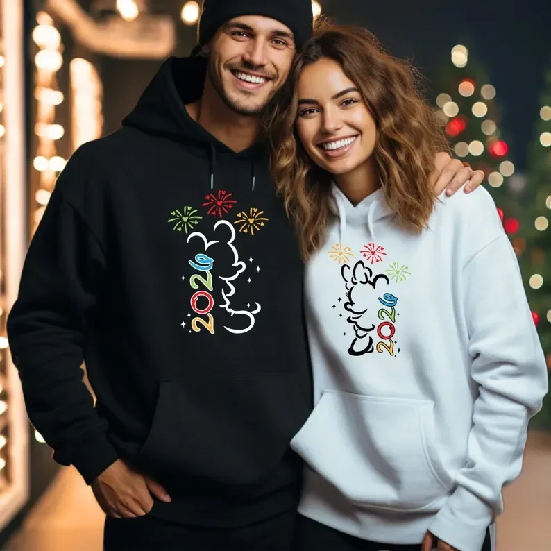 Sweat à capuche de noël Disney pour Couple, cadeaux du nouvel an 2026, Minnie Mouse et Mickey Mouse, cadeaux de Couple, cadeaux de vacances Disney