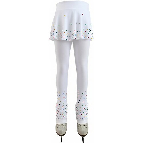 Eiskunstlaufhose für Damen und Mädchen, pink, dehnbar, Trainings- und Wettkampfbekleidung, wärmend, mit Kristall-/Strasssteinen Image