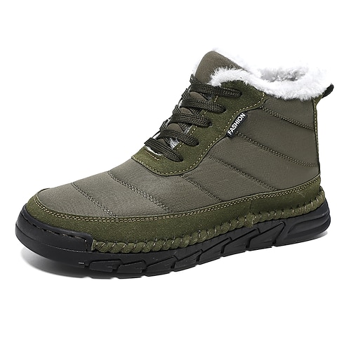 Olivgrüne Herren-Winterwanderschuhe, wasserdichte und isolierte Stiefel für Schnee und Outdoor-Abenteuer, bequemes Schuhwerk für kaltes Wetter und unwegsames Gelände Image