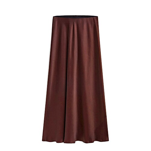 Damen Elegant Mode Lässig Maxi Hohe Taille Röcke Einfach Gespleißte Enden Mikroelastisch Täglich Straße Blau Wein Marineblau Grün Sommer Image