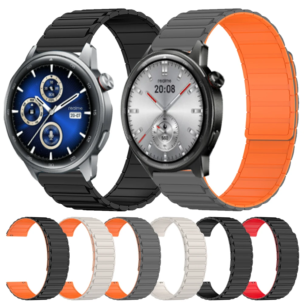 Starkes magnetisches Silikonarmband 22 mm für Realme Watch S2 Sport-Smartwatch-Bänder für Realme Watch 3 2 S Pro wasserdichtes Armband Image