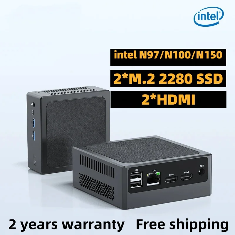 2025 Mini PC Intel N150 N100 N95 Supports up to 16GB DDR4 512GB SSD Dual HDMI Desktop Gaming Computer