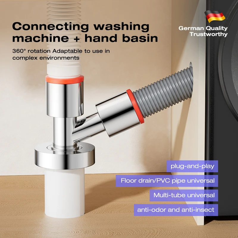 Washing Machine Downpipe Three-way Water Distributor Drainage Channel Anti-odor and Anti-overflow Special Floor Drain Connector