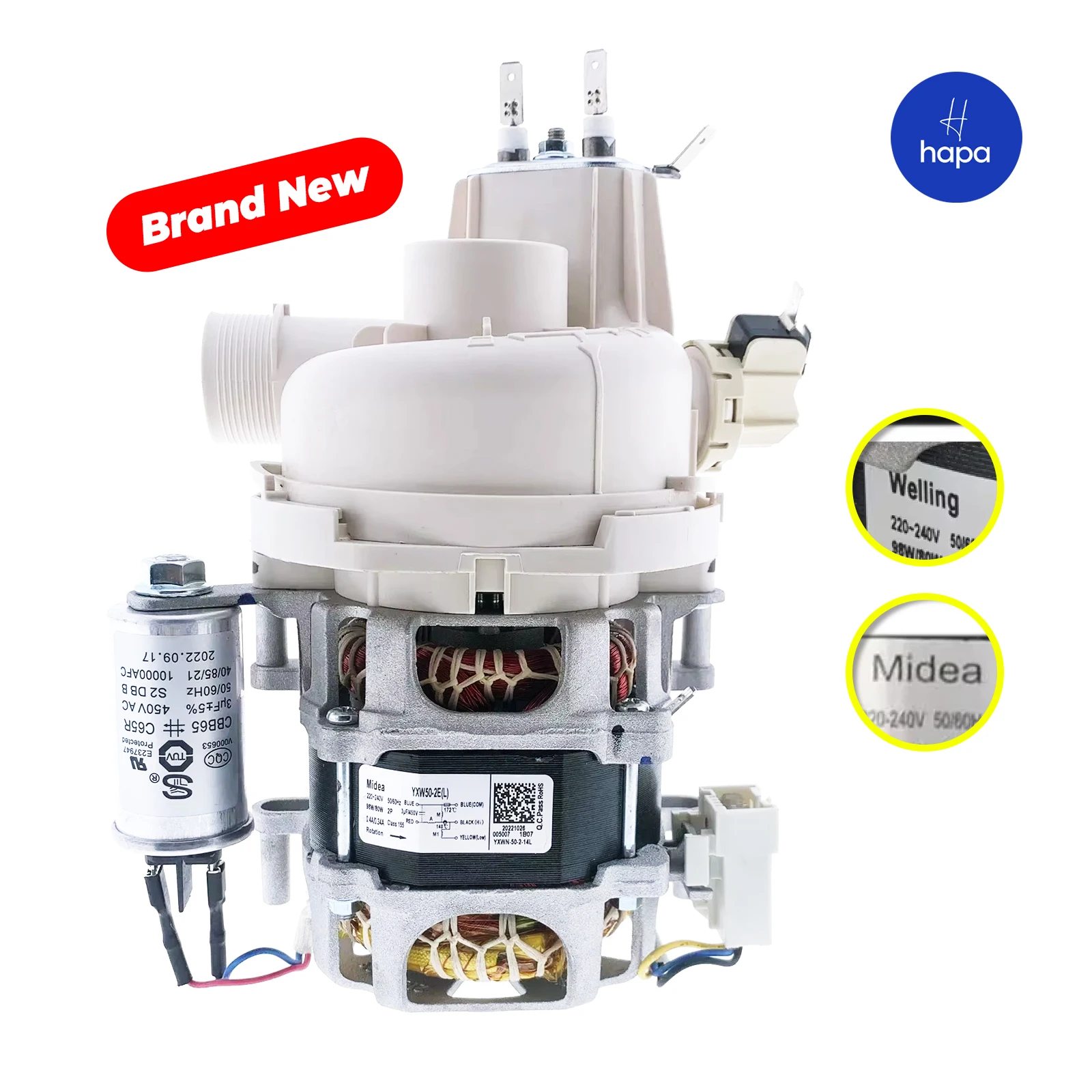 YXW50-2E(L)/YXW50-2E New Welling/Midea/SPG Geschirrspüler-Umwälzpumpe für KUPPERSBERG Midea Samsung Hansa Gorenje AEG Amica Image