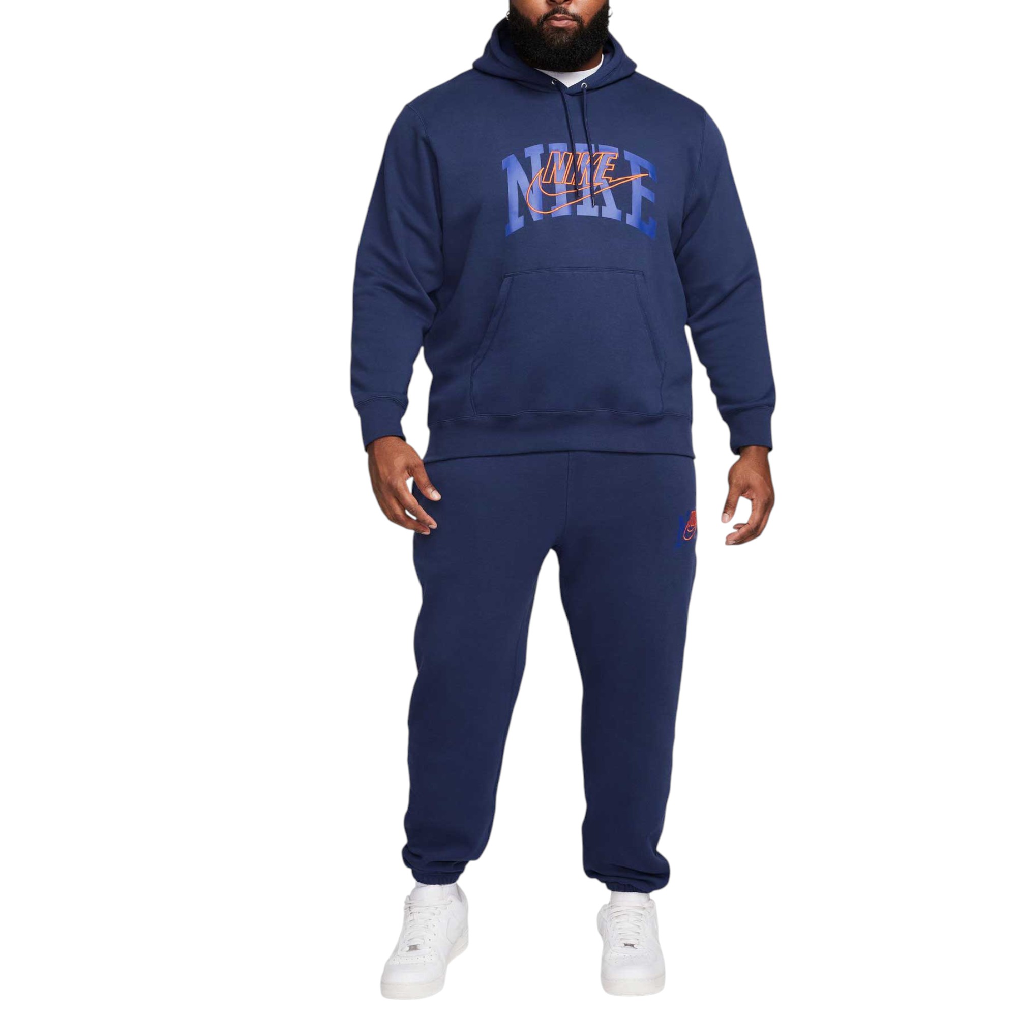 Nike Mens Tracksuit Club Fleece Pullover Hoodie Cuffed Jogger Sportswear Black - Navy Cotton - Size Large | Nike Sale | Discount Designer Brands