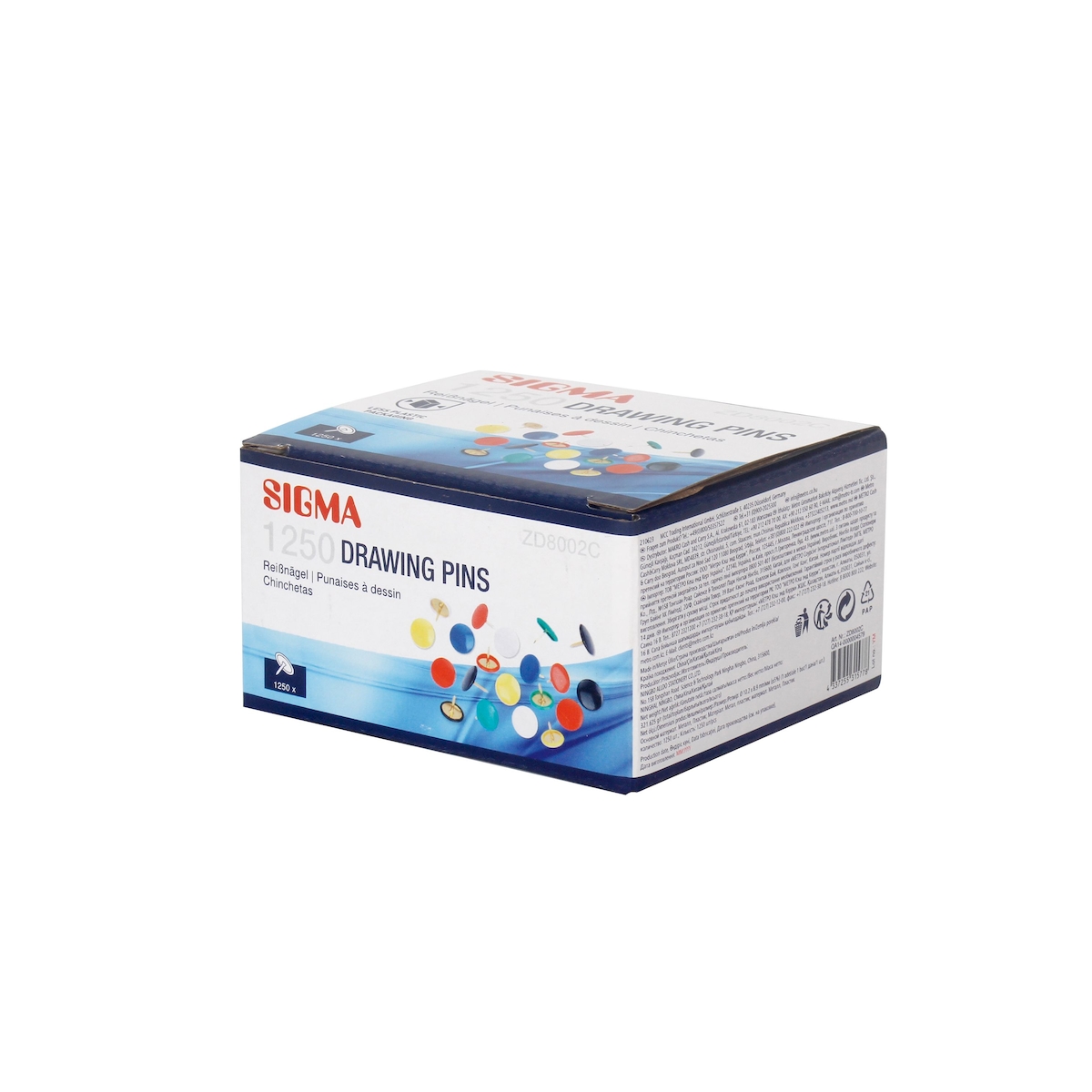 SIGMA Reißnägel ZD8002C, Vinyl/Metall, Ø 10.5 mm, farbig, 1250 Stück Image