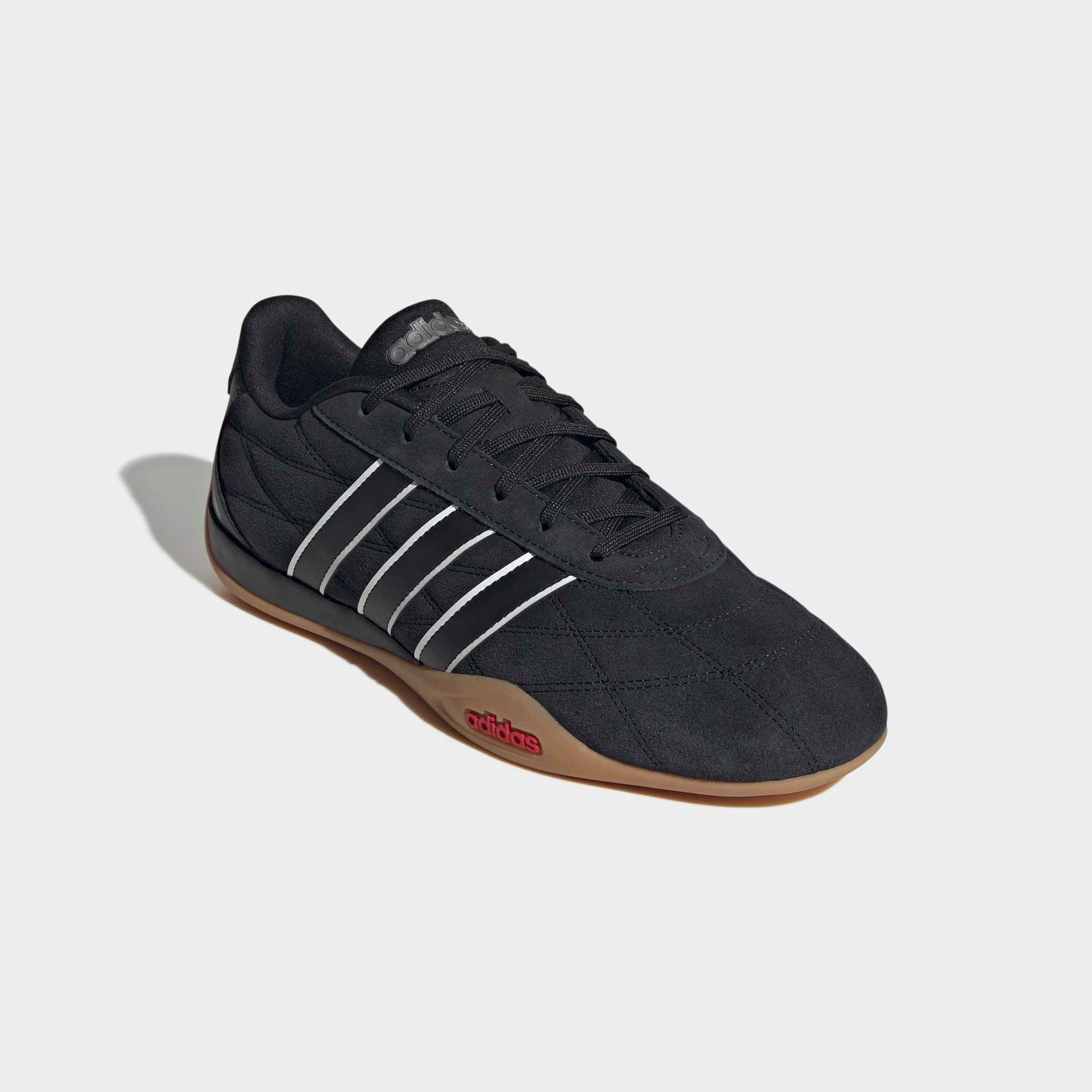 Sneaker ADIDAS SPORTSWEAR "GROUNDPULSE", Damen, Gr. 44,5, core schwarz, core schwarz, pure ruby, Leder, Synthetik, Schuhe Sneaker