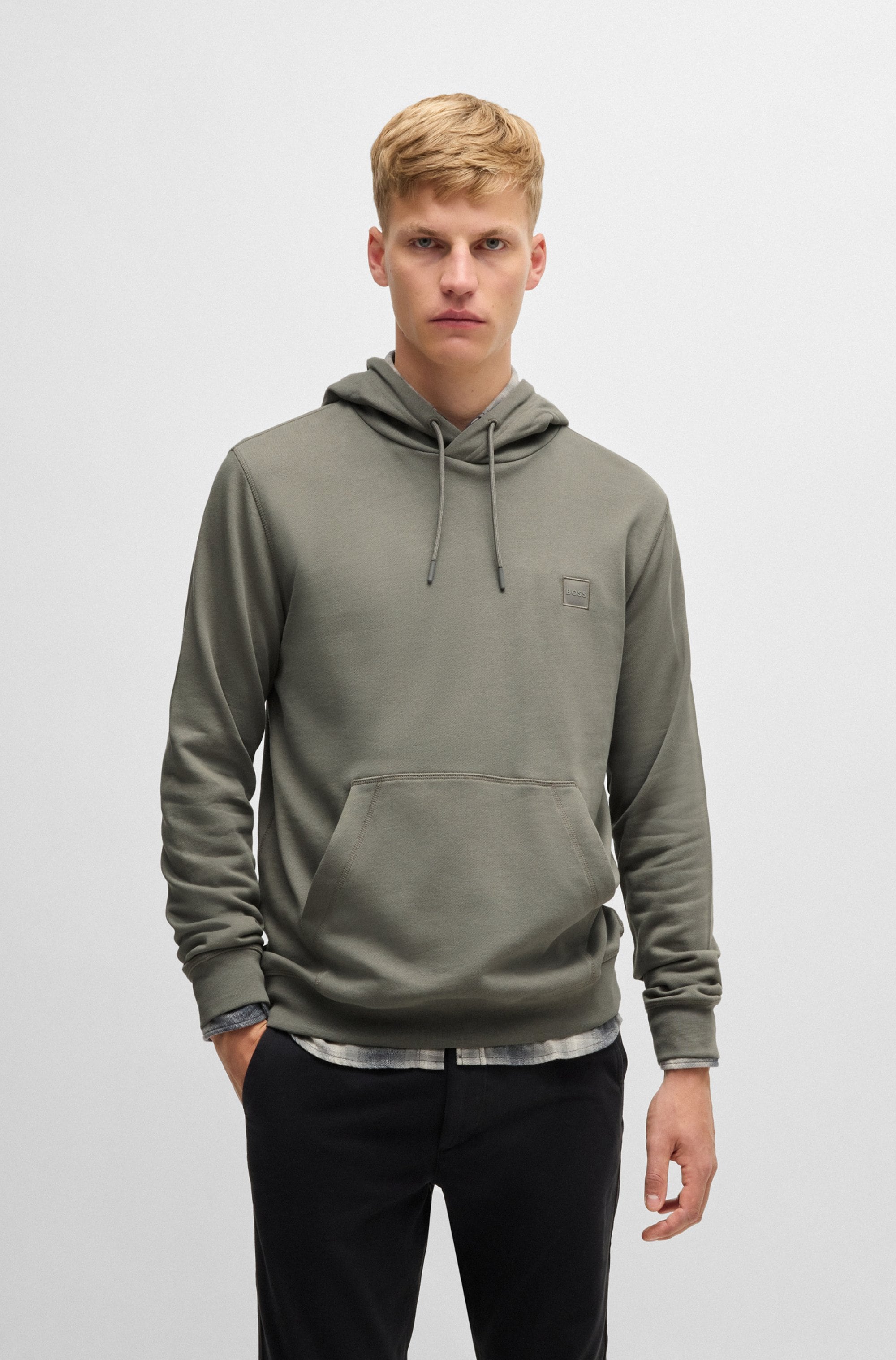 Kapuzensweatshirt BOSS ORANGE "Wetalk", Herren, Gr. XXL, open grau076, Sweatware, Obermaterial: 100% Baumwolle, regular fit hüftlang, hoch geschlossener Ausschnitt, weit Bündchen, Sweatshirts, mit gesticktem BOSS Markenlabel