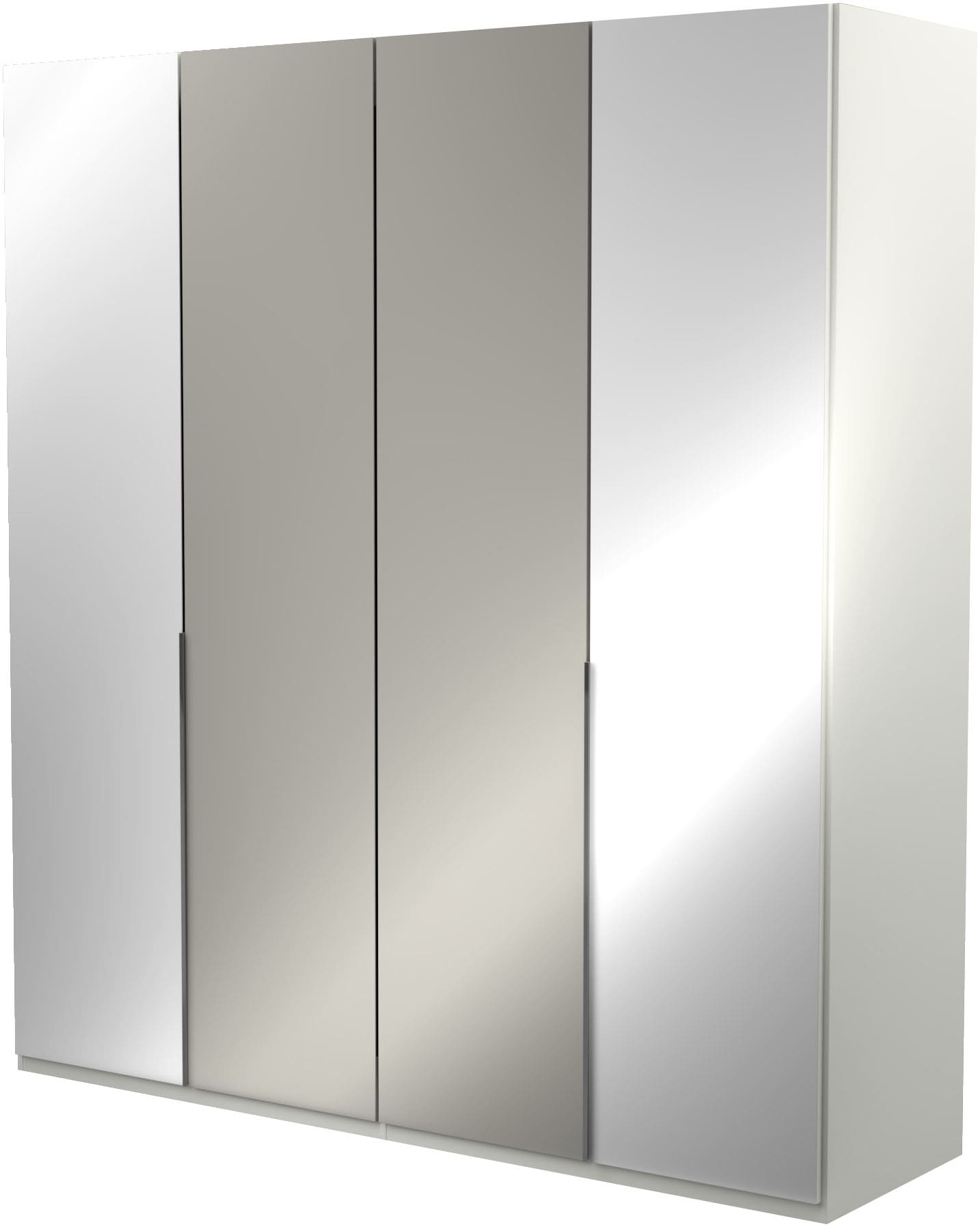 Drehtürenschrank MUSTERRING "San Diego, Kleiderschrank, Schrank, Garderobe, mit Glastüren", weiß, B:200cm H:216cm T:58cm, Glas, Holzwerkstoff, Schränke, Drehtürenschrank, 4-türig (gedämpft), 4 Böden, 2 Kleiderstangen, Chromgriffe