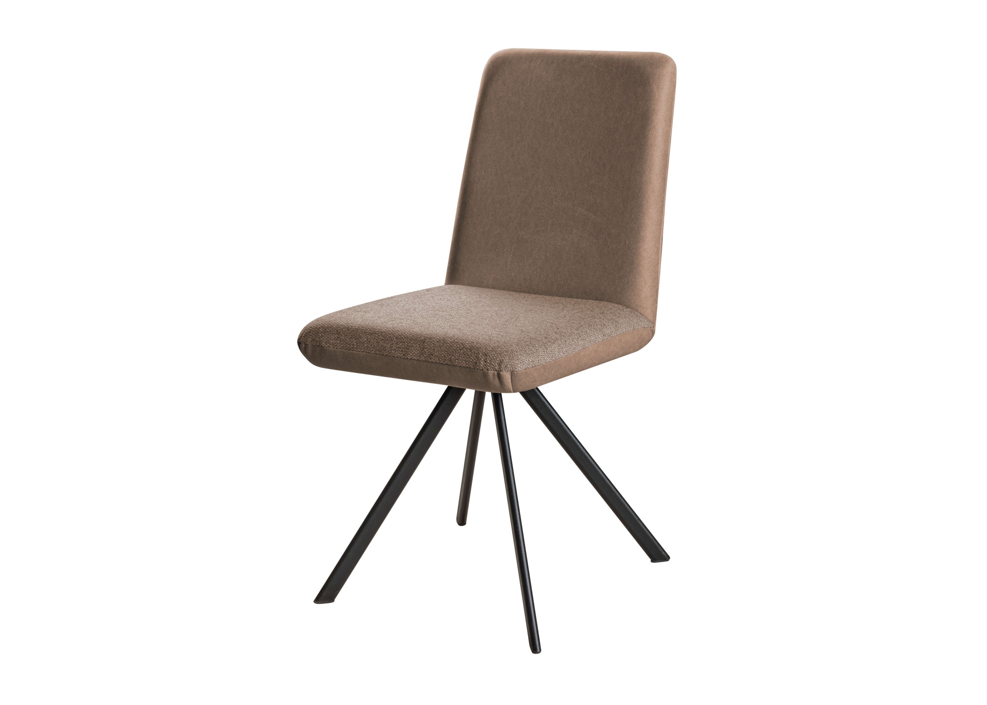 Esszimmerstuhl HOME AFFAIRE "Gabi Polsterstuhl, Küchenstuhl, 4-Fußstuhl", dunkelbeige, schwarz, B:45cm H:87cm T:63cm, Metall, Polyester, Sperrholz, Stühle, Esszimmerstuhl, Gestell aus matt-schwarzem Flachmetall, stabil, 2-Stoff-Design