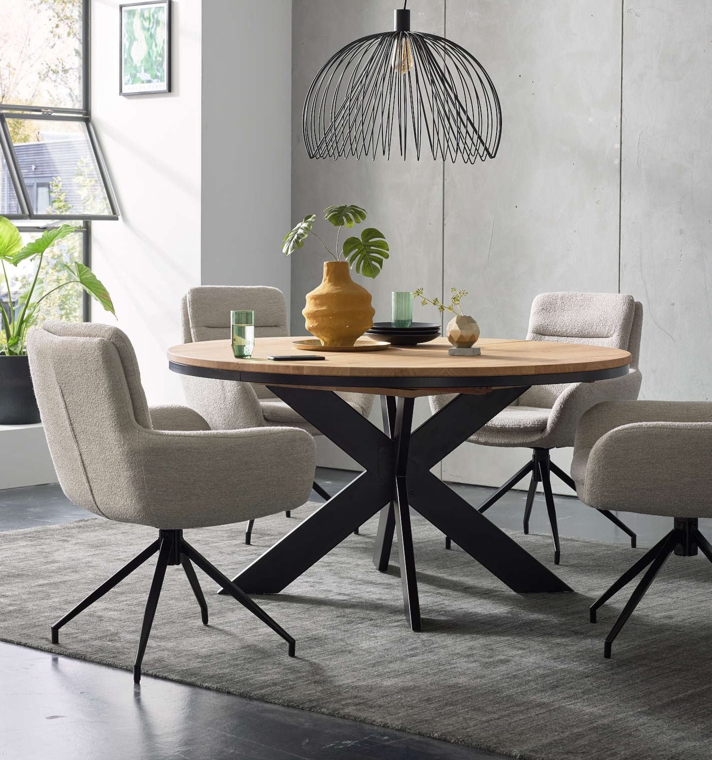 Esstisch rund Eiche massiv Notting Hill Wildeiche bianco 120 cm