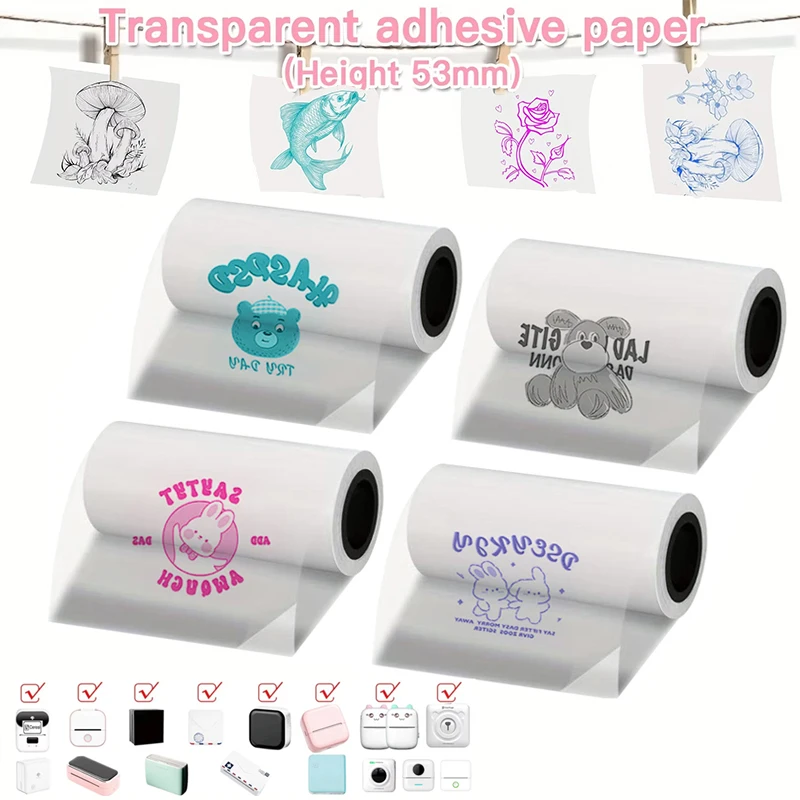 57 mm Farbe auf transparentem klebrigem Papier für T02/M02/M03/M04 Peripage A6 Paperang für PhotoMemo Scrapbook Tagebuch DIY Notizen Image