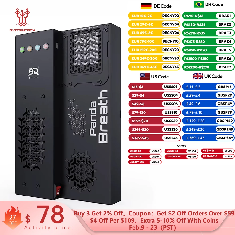 BIGTREETECH Panda Breath 3D-Drucker: Intelligenter All-in-One-Heiz- und Filament-Trockner für Bambu Lab P1S, P1P, X1C, A1 Image