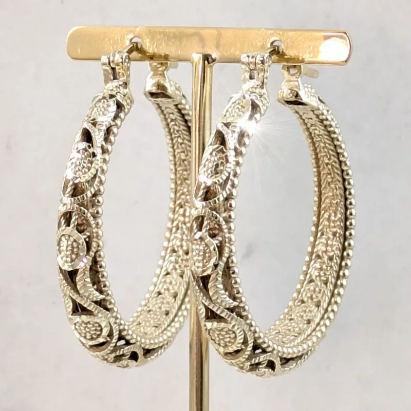 Wunderschöne, handgeschnitzte, ausgehöhlte Creolen im Vintage-Stil für Damen, vergoldet, für den täglichen Gebrauch, Bankett, Schmuck, Accessoires, Basteln, Geschenke Image