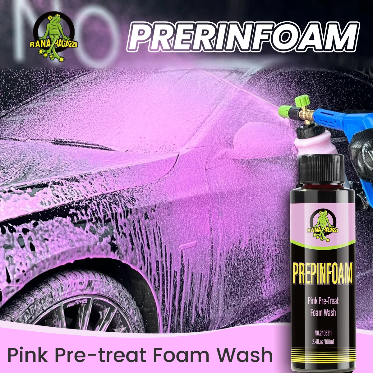 Autowaschspray PINK Pre-Treat Foam Wash Sediment Pre-washed Off Dense And Flowing Foam Layer Natural Pink Foam Image
