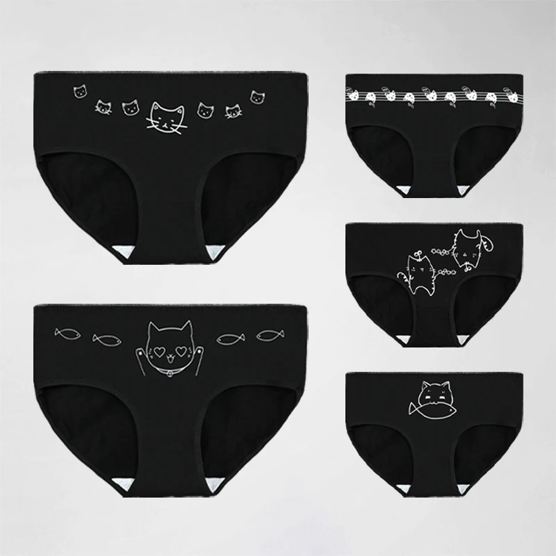 5 Stück Damen-Unterhosen aus reiner Baumwolle, Damen-Slips aus reiner Baumwolle im Schritt, sommerliche, dünne, mittlere Taille im japanischen Stil, bequem Image