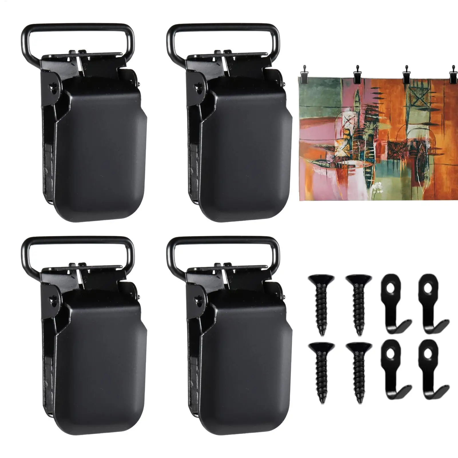 Wandteppich-Klammern zum Aufhängen an der Wand, 4er-Pack, kein Nagel, keine Beschädigung, abnehmbare Clips für Wandteppiche, Poster, Leinwand, Stoff, Kunst, Heimdekoration Image