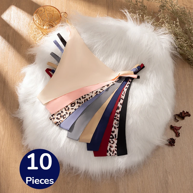 WarmSteps 10 Stück Damenhöschen, leicht, weich, nahtlos, Leoparden-Tangas, sexy Dessous für Damen, Tangas, weibliche Unterhose, M-2XL, T-Rücken Image