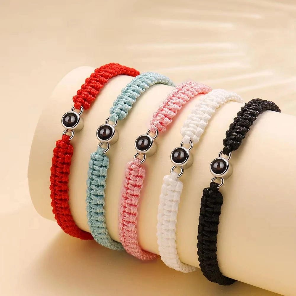 Bracciale con foto personalizzato con proiezione di foto Bracciale con proiezione di foto personalizzato intrecciato a mano Bracciale con memoria Foto all'ingrosso