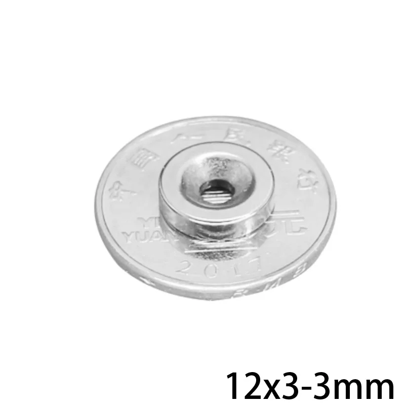 12x3-3mm runder Magnet 12x3mm Loch 3mm runde superstarke magnetische Magnete 12*3-3mm für Heimkühlschränke, Büros DIY 12*3-3