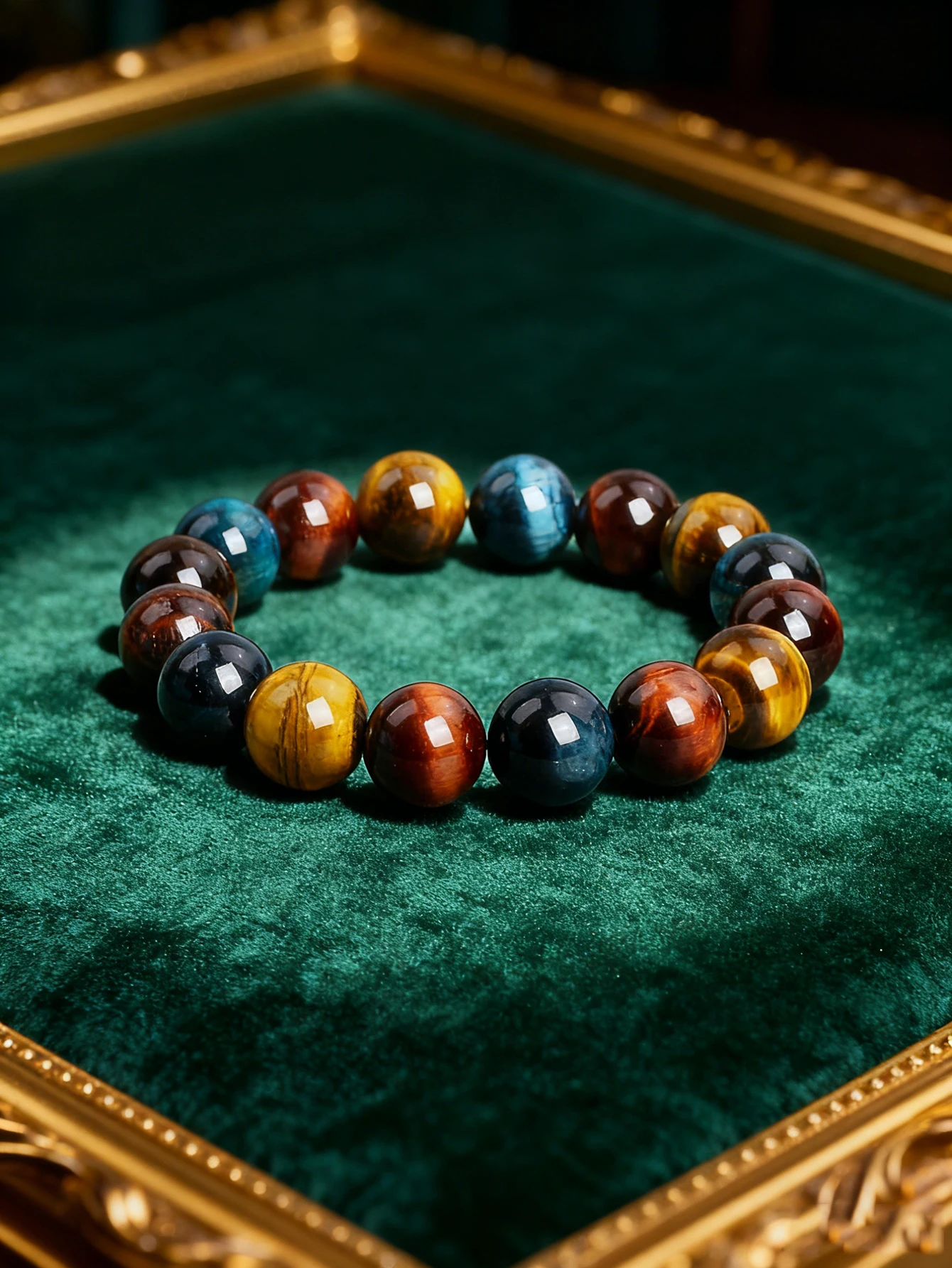 Bracciale occhio di tigre Tre colori in pietra naturale con perline elasticizzate fatte a mano per Reiki energetico e protezione del fascino Regalo di gioielli curativi