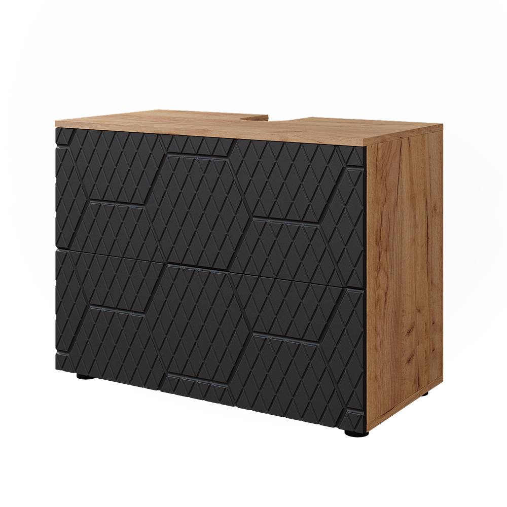 Meuble sous vasque simple avec 2 tiroirs Anthracite rayé 41x58,6cm
