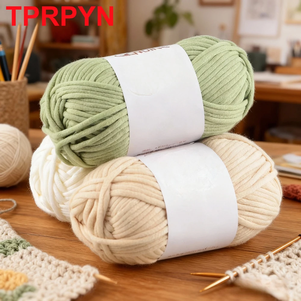 1 Stück 50 g 80 m Häkeln Baumwolle Hohlgarn für Nylon runde Hand Strickgarn Tasche Kissen Matte Hut Schuh Linie Amigurumi Fäden