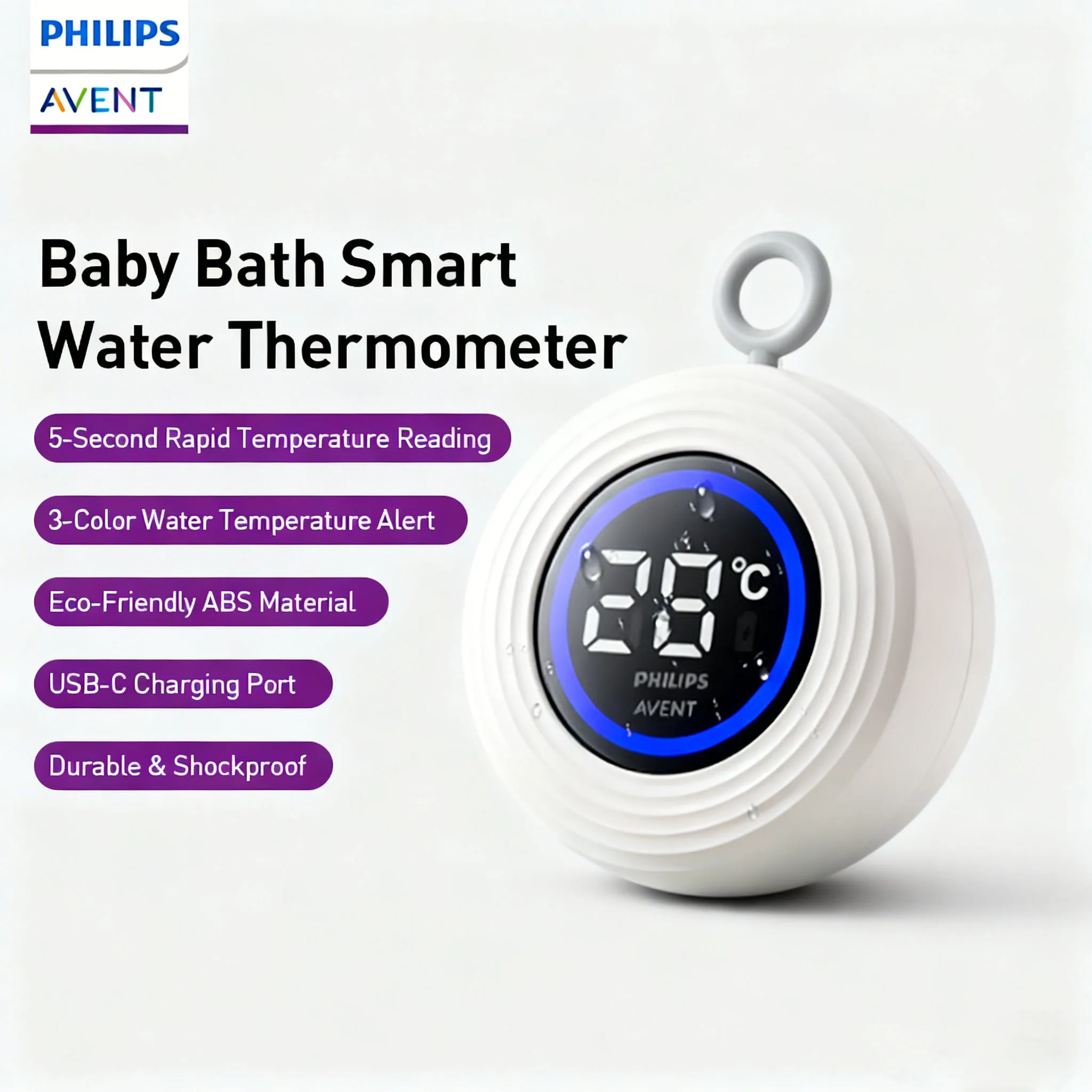 Avent Badethermometer Kinder Baby Badewanne Wassertemperaturanzeige LED-Display Baby Sicherheit Temperaturdetektor Image